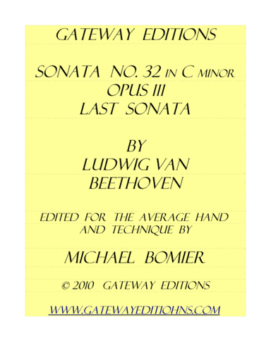 Sonata in C minor Op. 111 Final Sonata NEW SETTING ! (arr. Michael Bomier)