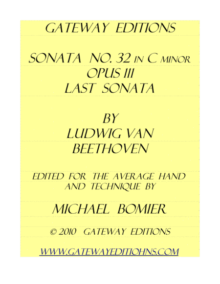 Sonata in C minor Op. 111 Final Sonata NEW SETTING ! (arr. Michael Bomier)