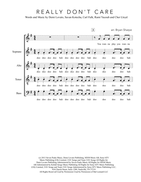 Really Don't Care (arr. Bryan Sharpe)