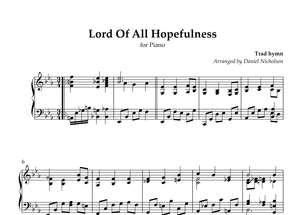 Lord Of All Hopefulness (arr. Daniel Nicholson)