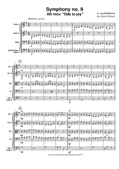 Ode to Joy Beethoven symphony no. 9 for easy string orchestra (arr. Pedro Gilabert)