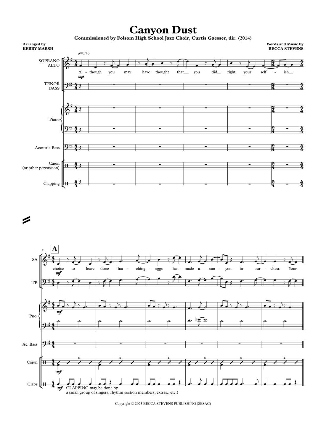 Canyon Dust (arr. Kerry Marsh)