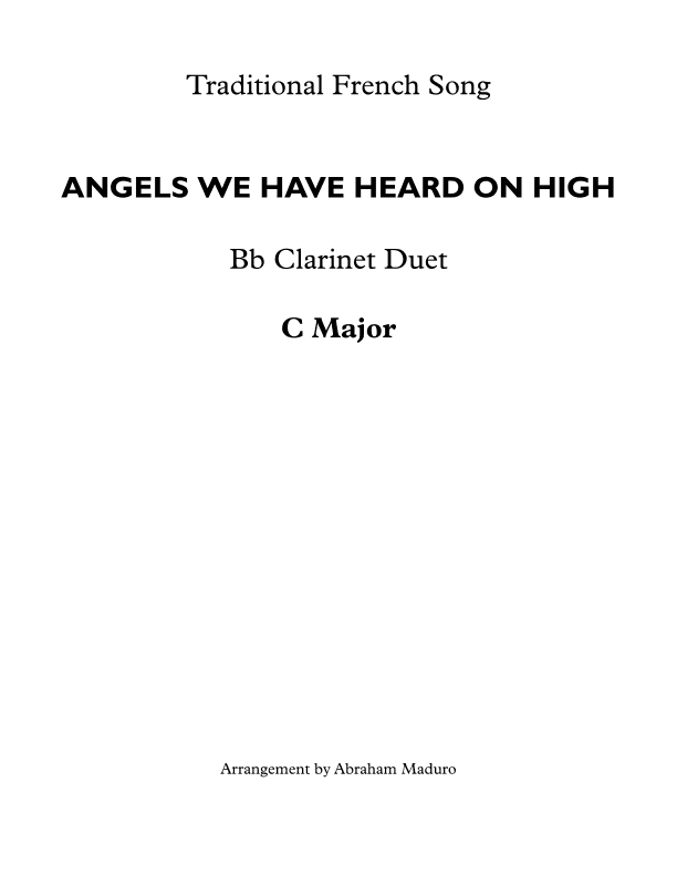 Angels We Have Heard On High Bb Clarinet Duet (arr. Abraham Maduro)