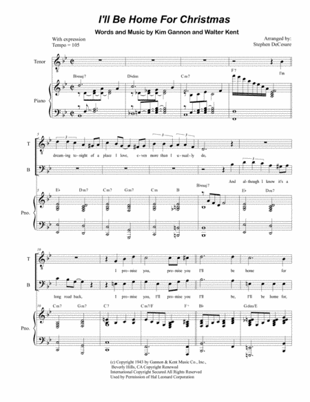 I'll Be Home For Christmas (arr. Stephen DeCesare)