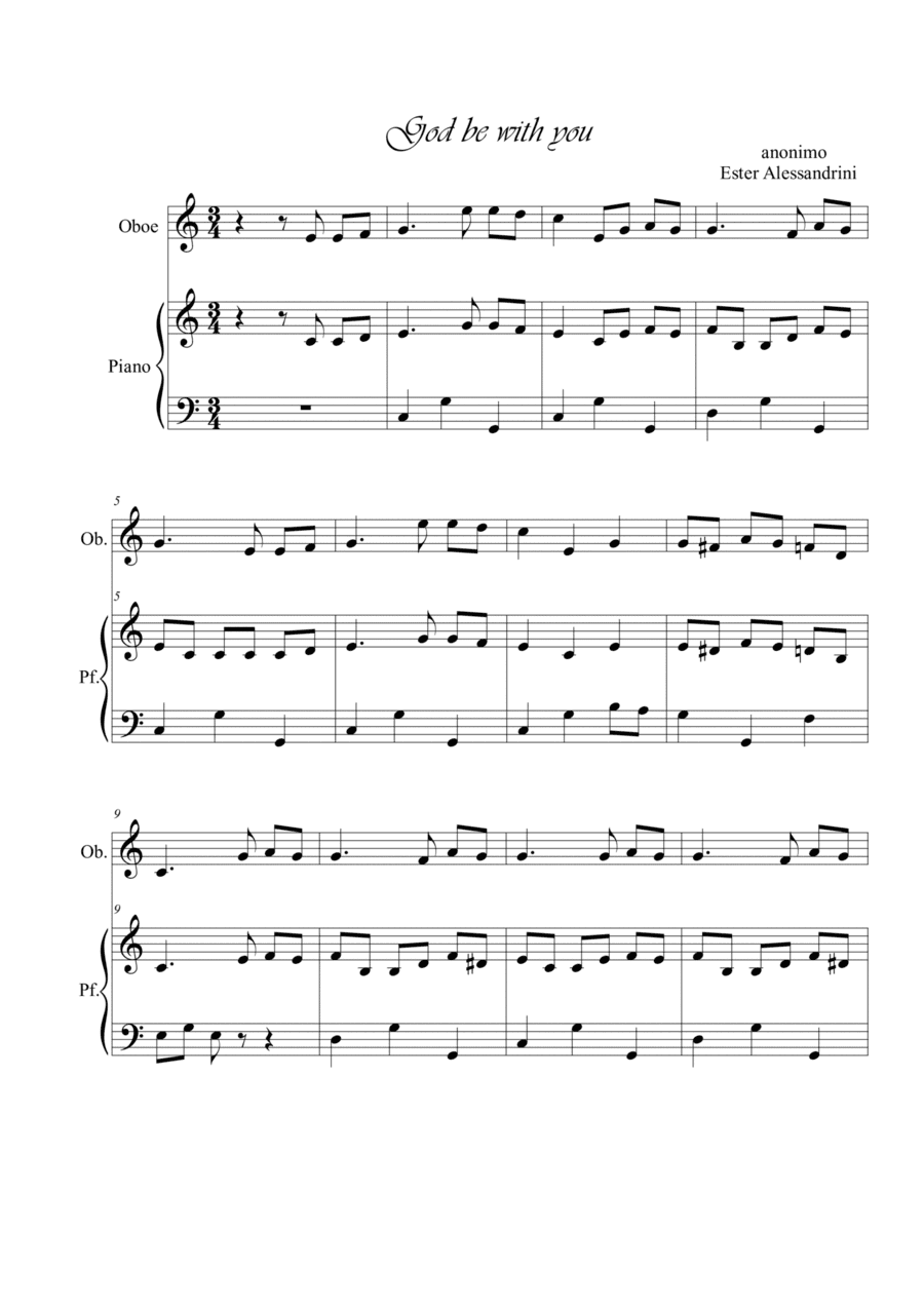God be with you. Oboe and piano (arr. Ester Alessandrini)