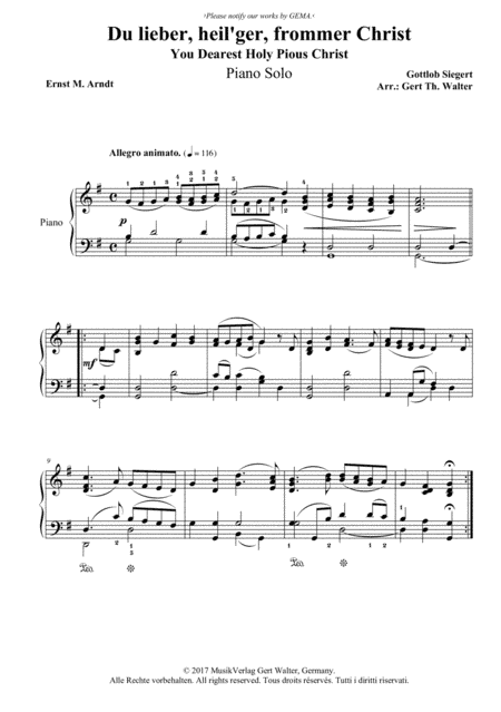 You Dearest Holy Pious Christ (arr. Gert Th. Walter)