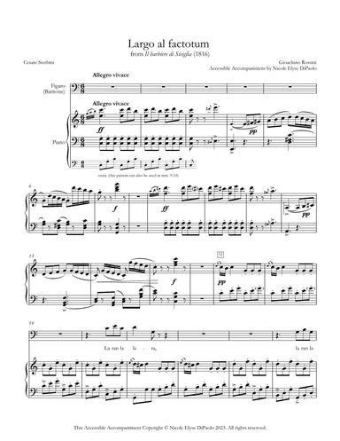 Largo al factotum (Figaro's aria) from Il barbiere di Siviglia - Accessible Accompaniments Edition (arr. Nicole Elyse DiPaolo)