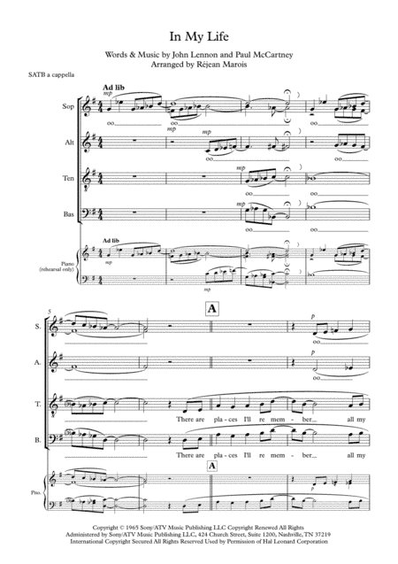 In My Life (arr. Réjean Marois)