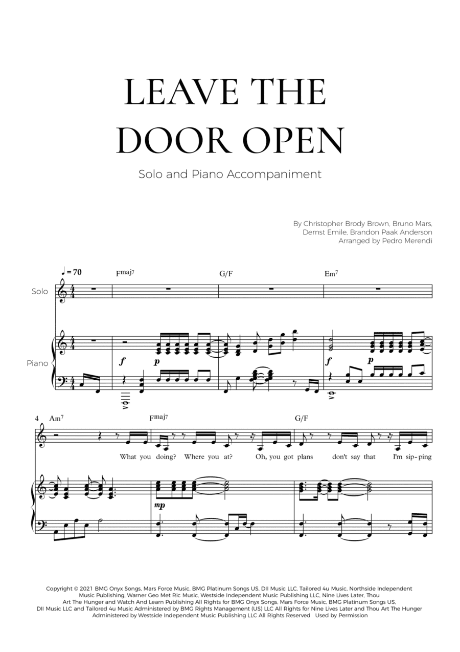 Leave The Door Open (arr. Pedro Merendi)