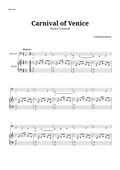 Carnival of Venice for Bassoon and Piano (arr. Langanho)