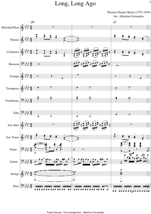 Long, Long Ago - Score Only (arr. Albertino Fernandes)
