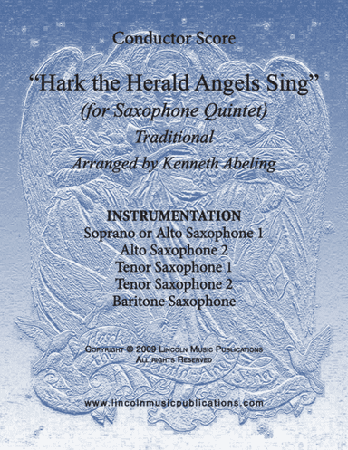 Hark The Herald Angels Sing (for Saxophone Quintet SATTB or AATTB) (arr. Kenneth Abeling)