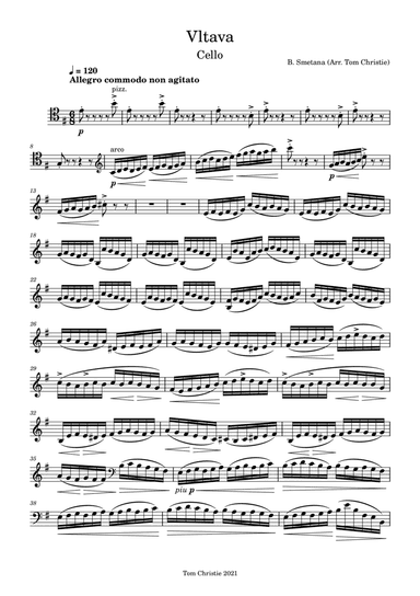 Vltava - Bedrich Smetana (cello part) (arr. Tom Christie)