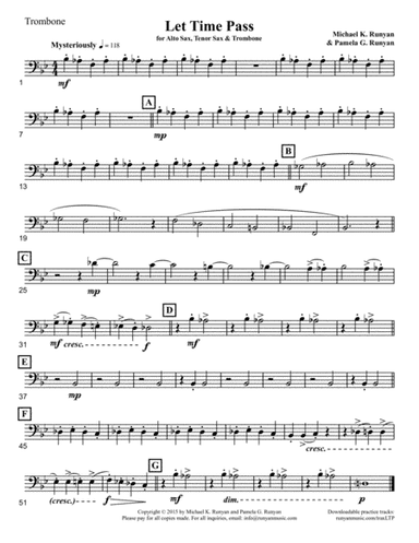 Let Time Pass, for Alto Sax, Tenor Sax & Trombone  (Trombone part only)