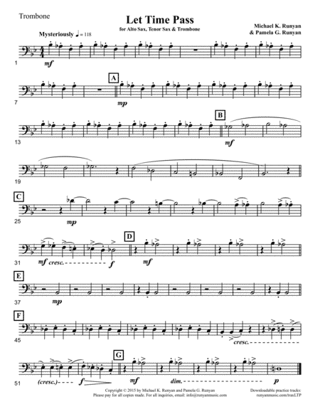 Let Time Pass, for Alto Sax, Tenor Sax & Trombone  (Trombone part only)