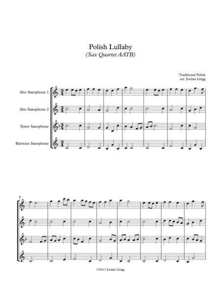 Polish Lullaby (Sax Quartet AATB) (arr. Jordan Grigg)