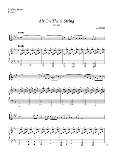Bach - Air on The G String for English Horn and Piano (Easy Arrangement) (arr. Cássio Silva Chaves)