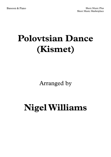 Polovtsian Dance (Kismet), for Bassoon and Piano (arr. Nigel Williams)