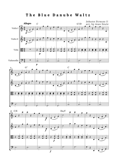 The Blue Danube Waltz - String Quartet (arr. Jean Szulc)