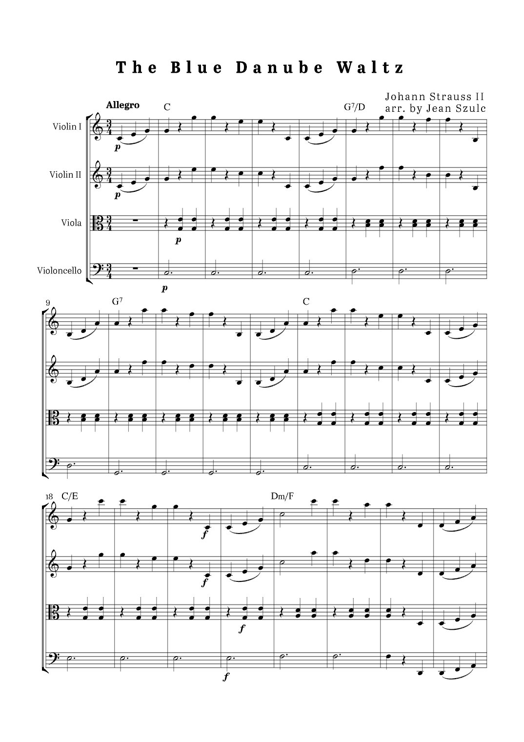 The Blue Danube Waltz - String Quartet (arr. Jean Szulc)