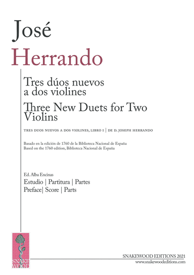 José Herrando. Tres dúos nuevos a dos violines (PDF) (arr. Sneakwood Editions)