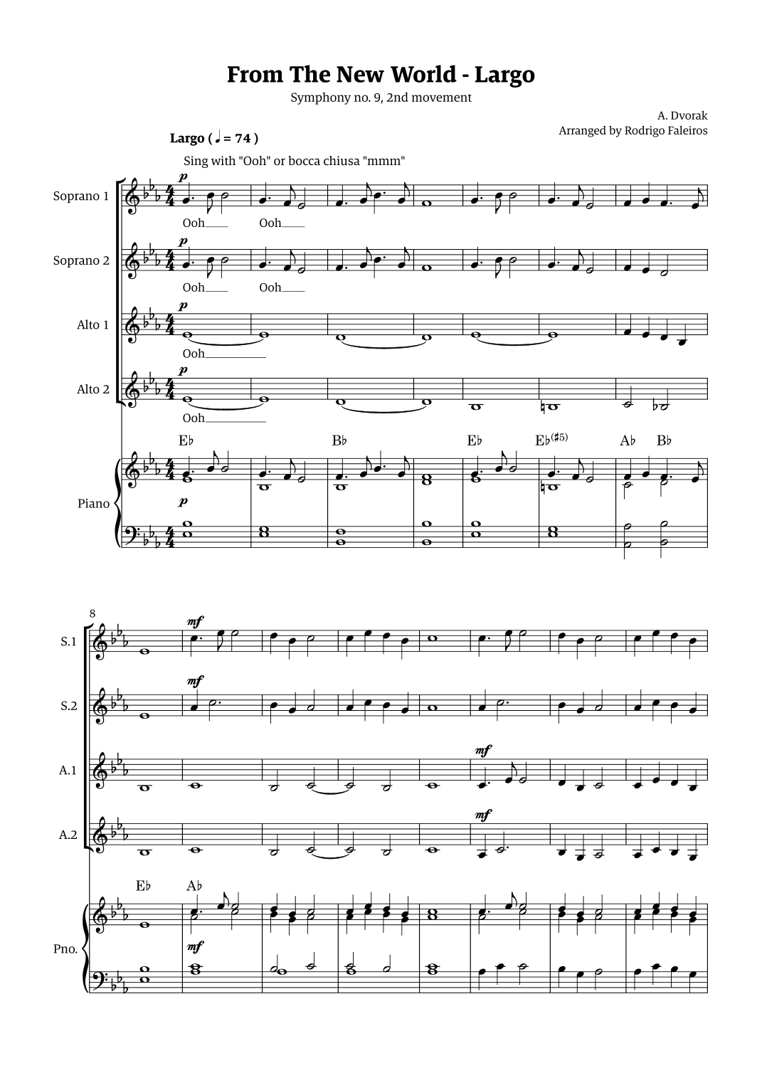 Largo (2nd movement of the Symphony no. 9 'From The New World') (arr. Rodrigo Faleiros)