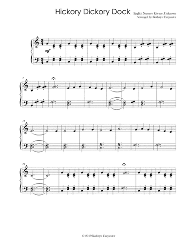 Hickory Dickory Dock (Easy Piano) (arr. Kathryn Carpenter)