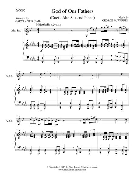 GOD OF OUR FATHERS (Duet – Alto Sax and Piano/Score and Parts) (arr. Gary Lanier)
