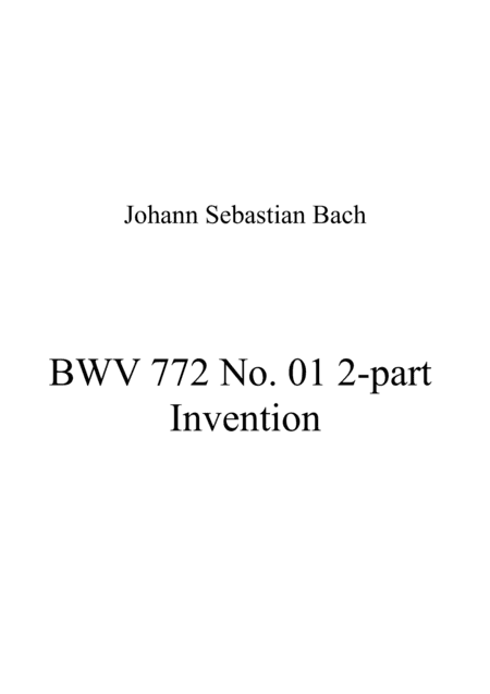 BWV 772 No 01 2-part Invention (arr. Patrizia Luraschi)