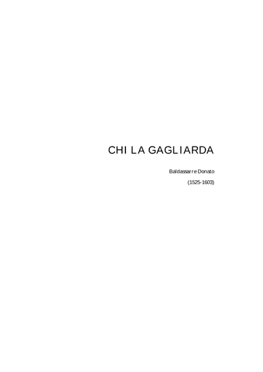 CHI LA GAGLIARDA, DONNE VO IMPARARE - B. Donato - For SATB Choir (arr. Renato Tagliabue)
