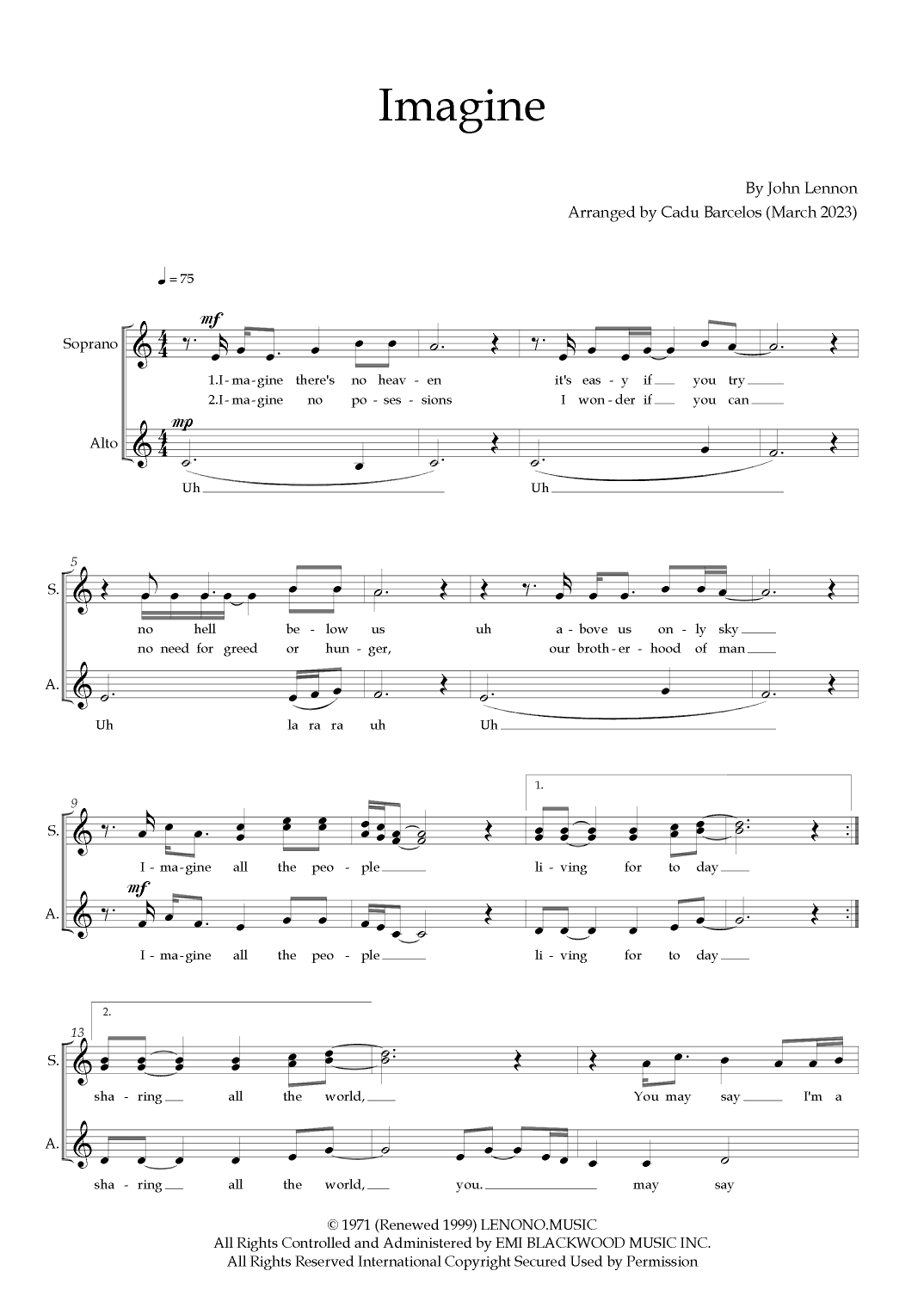 Imagine (arr. Cadu Barcelos)