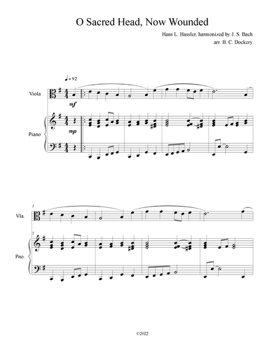 O Sacred Head, Now Wounded (Viola Solo with Piano Accompaniment) (arr. B. C. Dockery)