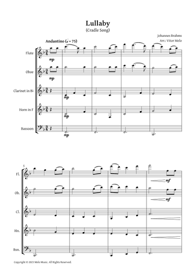 Brahms Lullaby -  Wind Quintet (arr. Vitor Melo)