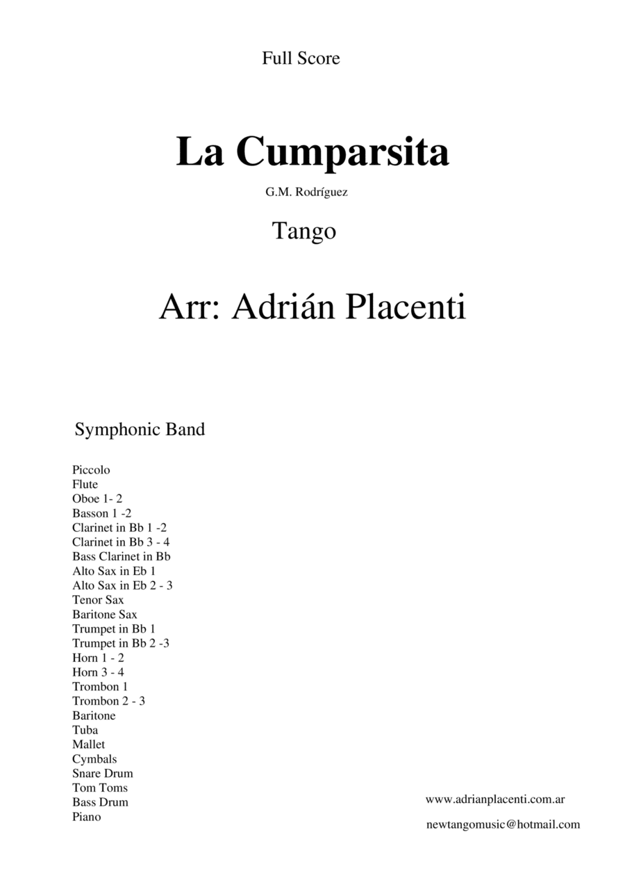 La Cumparsita (Tango-Sinphonic Wind Band) (arr. Adrian Placenti)