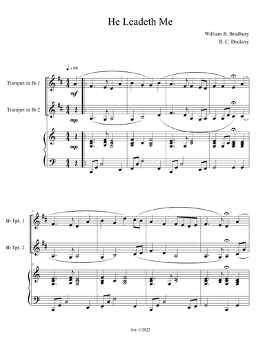 He Leadeth Me (Trumpet Duet with Piano Accompaniment) (arr. B. C. Dockery)