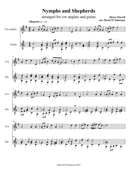 Nymphs and shepherds for cor anglais and guitar (arr. David Warin Solomons)