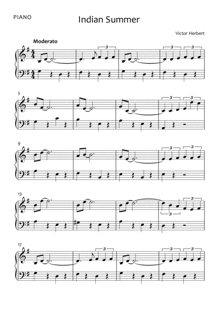 Indian Summer - Easy Piano (arr. Ben Williams-Stacey)