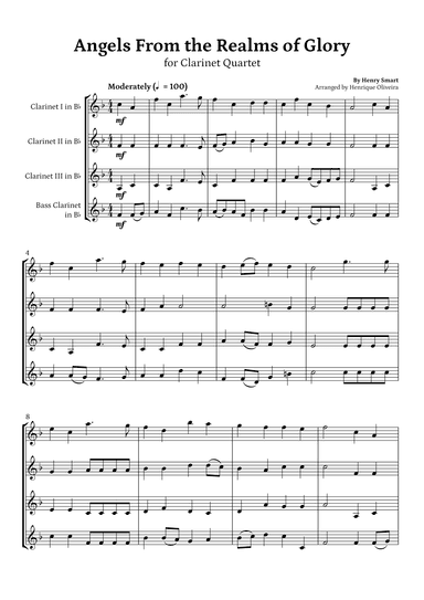 Angels from the Realms of Glory (Clarinet Quartet) - Christmas Carol (arr. Henrique Oliveira)