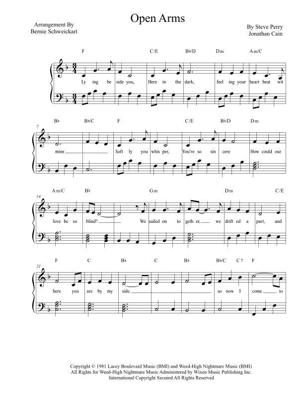 Open Arms (arr. Bernie Schweickart)