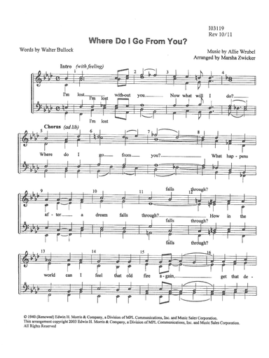 Where Do I Go From You? (arr. Marsha Zwicker)