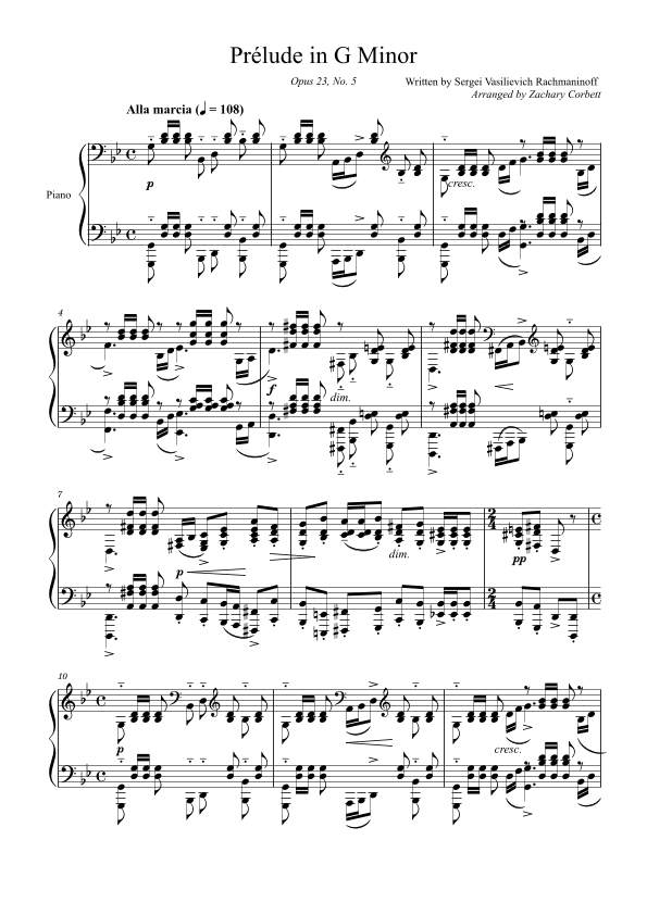 Prelude in G Minor Op. 23 No. 5 (arr. Zachary Corbett)