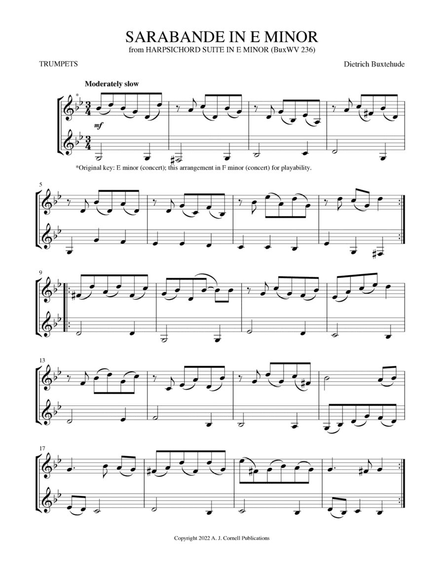 Sarabande in E Minor (from Harpsichord Suite in E Minor) (arr. Mark Phillips)