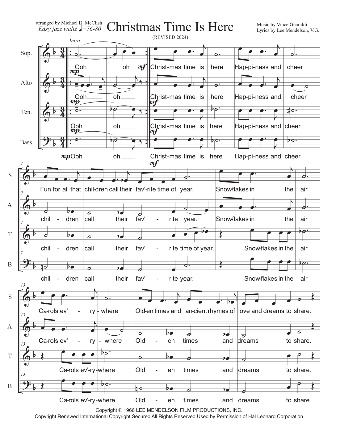 Christmas Time Is Here (arr. Michael D. McClish)