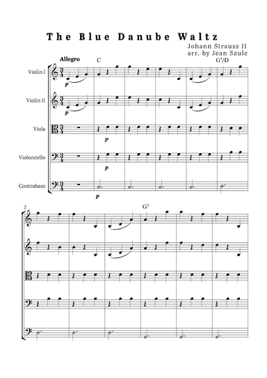 The Blue Danube Waltz - String Quintet (arr. Jean Szulc)