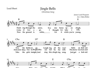 Jingle Bells (Christmas Song) Lead Sheet in B Major (arr. Fabio Britto)