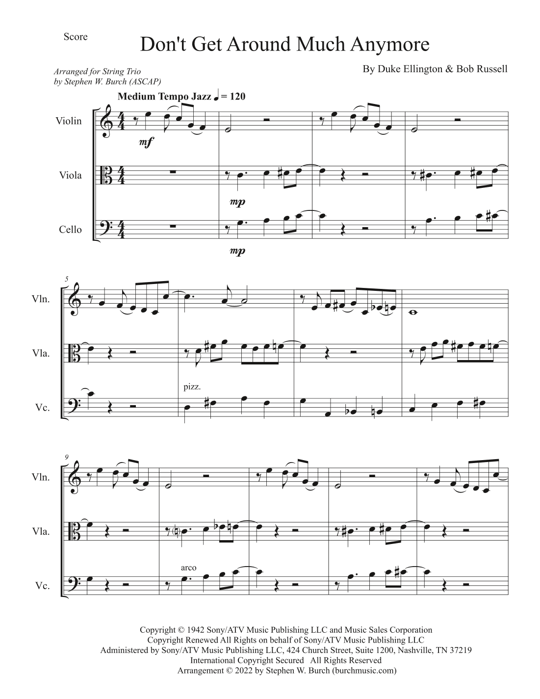 Don't Get Around Much Anymore (arr. Stephen W. Burch (ASCAP))