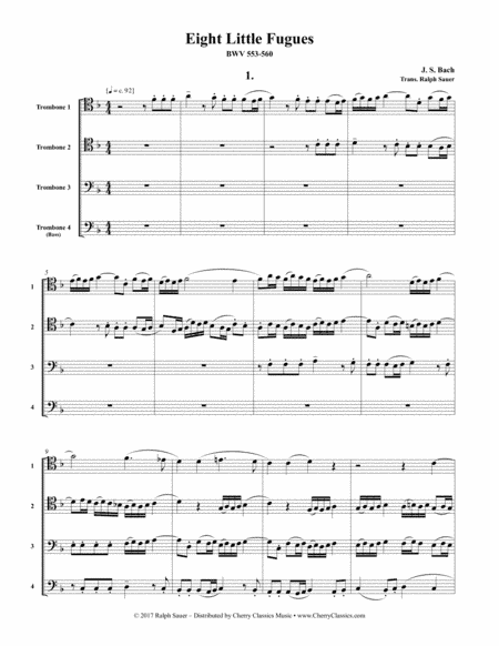 Eight Little Fugues for Four Trombones BWV 553-560 (arr. Sauer, Ralph)
