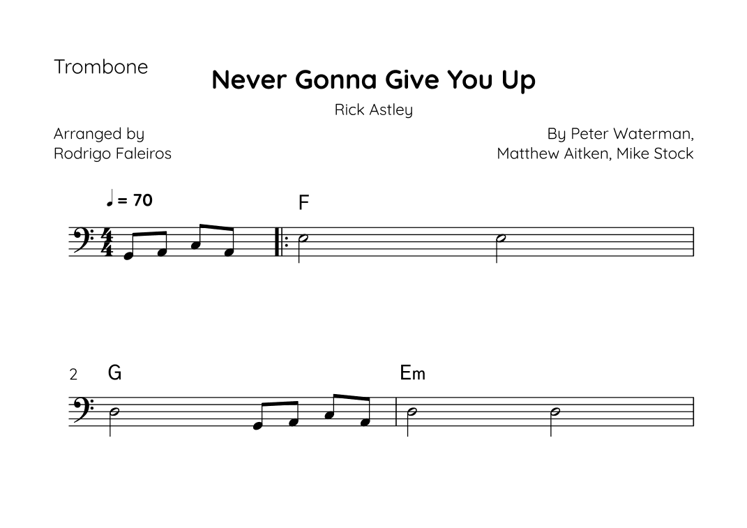 Never Gonna Give You Up (arr. Rodrigo Faleiros)