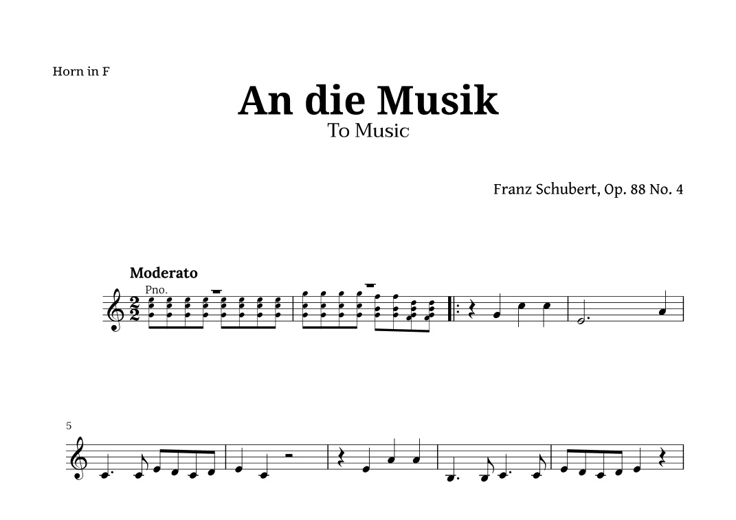 An die Musik (To Music) by for French Horn (arr. Langanho)