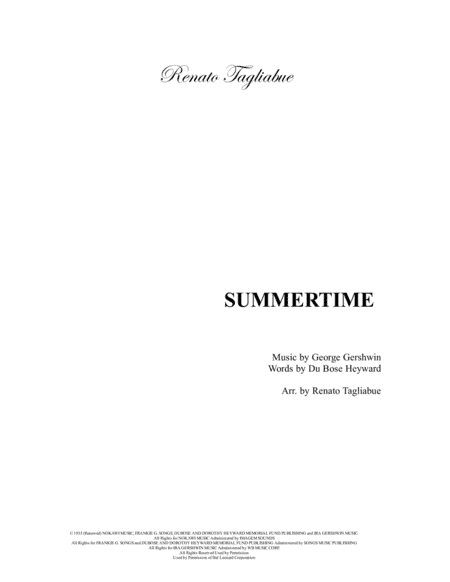 Summertime (arr. Renato Tagliabue)